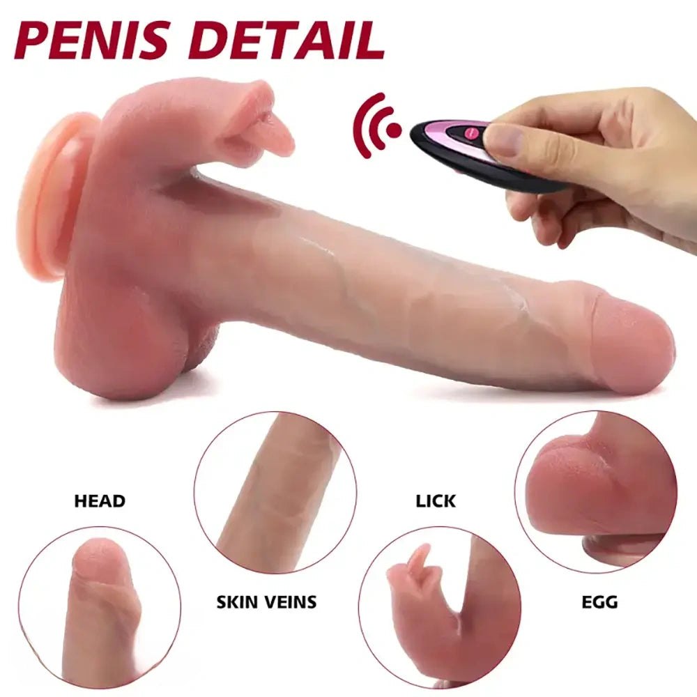 Flesh tone silicone heated remote control dildo, photo 3