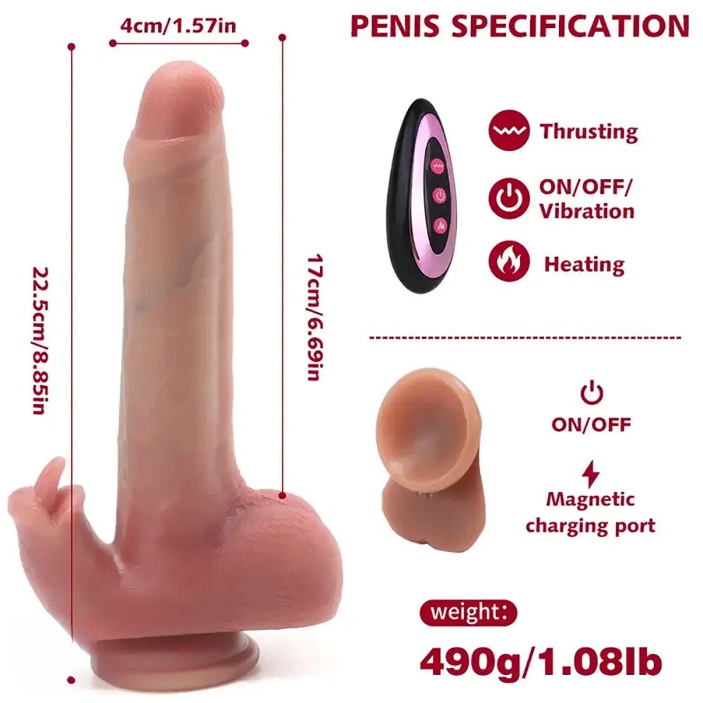 Flesh tone silicone heated remote control dildo, photo 7