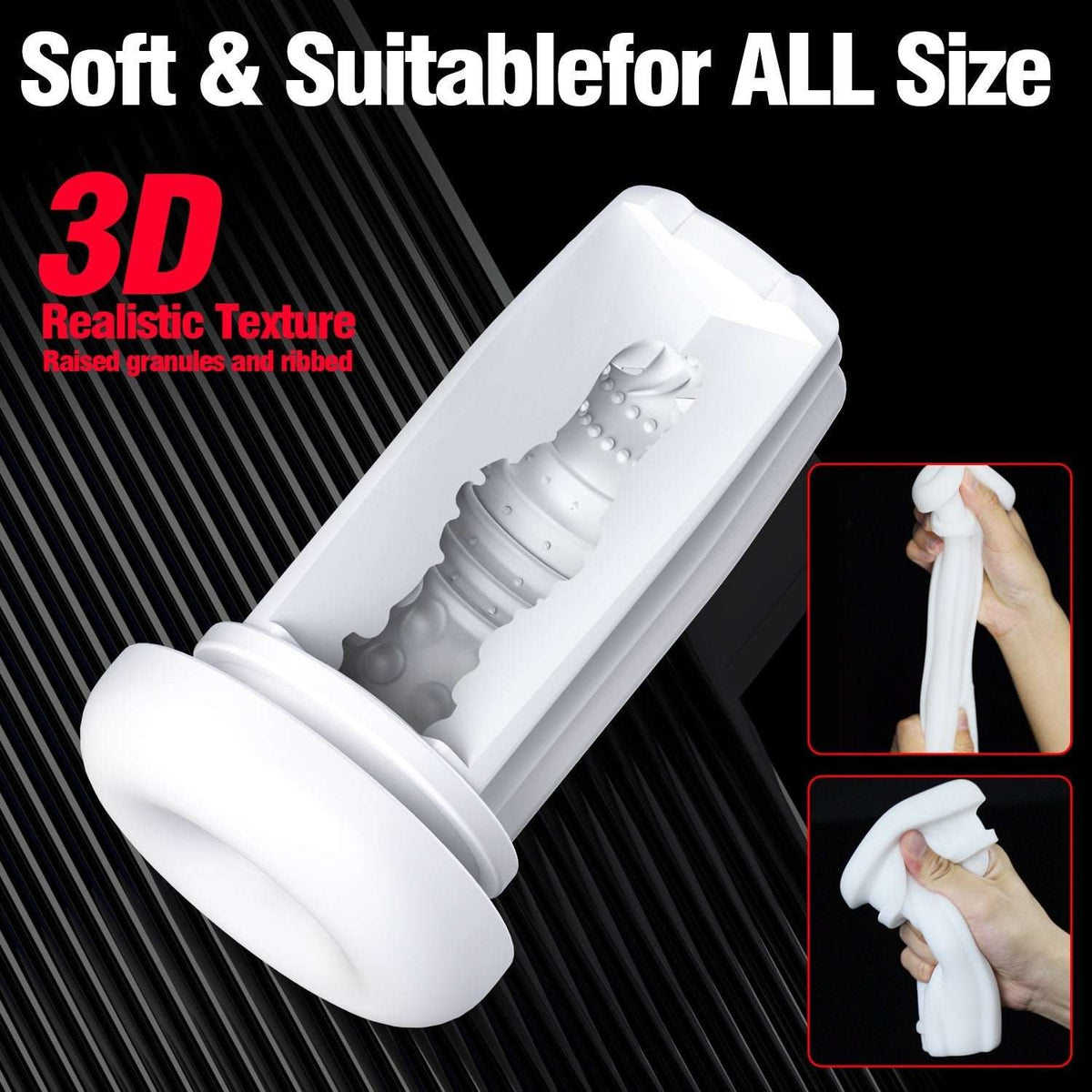 White heated sound-enabled male masturbator, photo 3