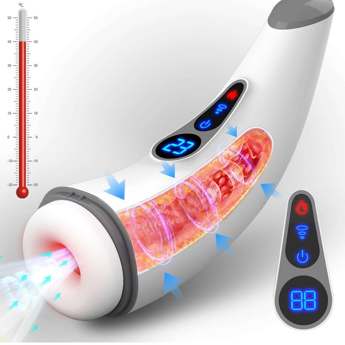 White heated sound-enabled male masturbator, photo 6