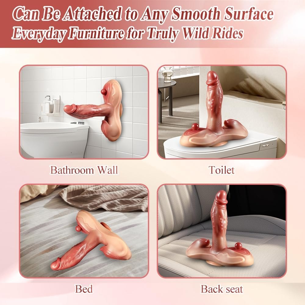 Flesh-tone heated thrusting dildo with suction cup base, photo 5