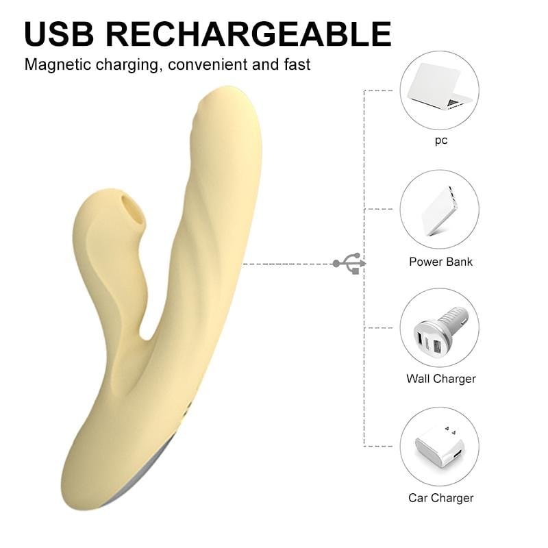 Yellow heated suction rabbit vibrator, photo 2