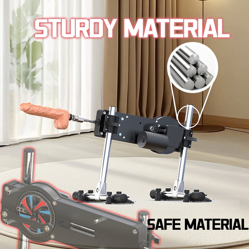Black telescopic sex machine with dildo attachment, photo 4
