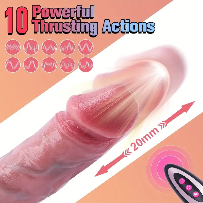 Tan realistic thrusting dildo with remote control, photo 5