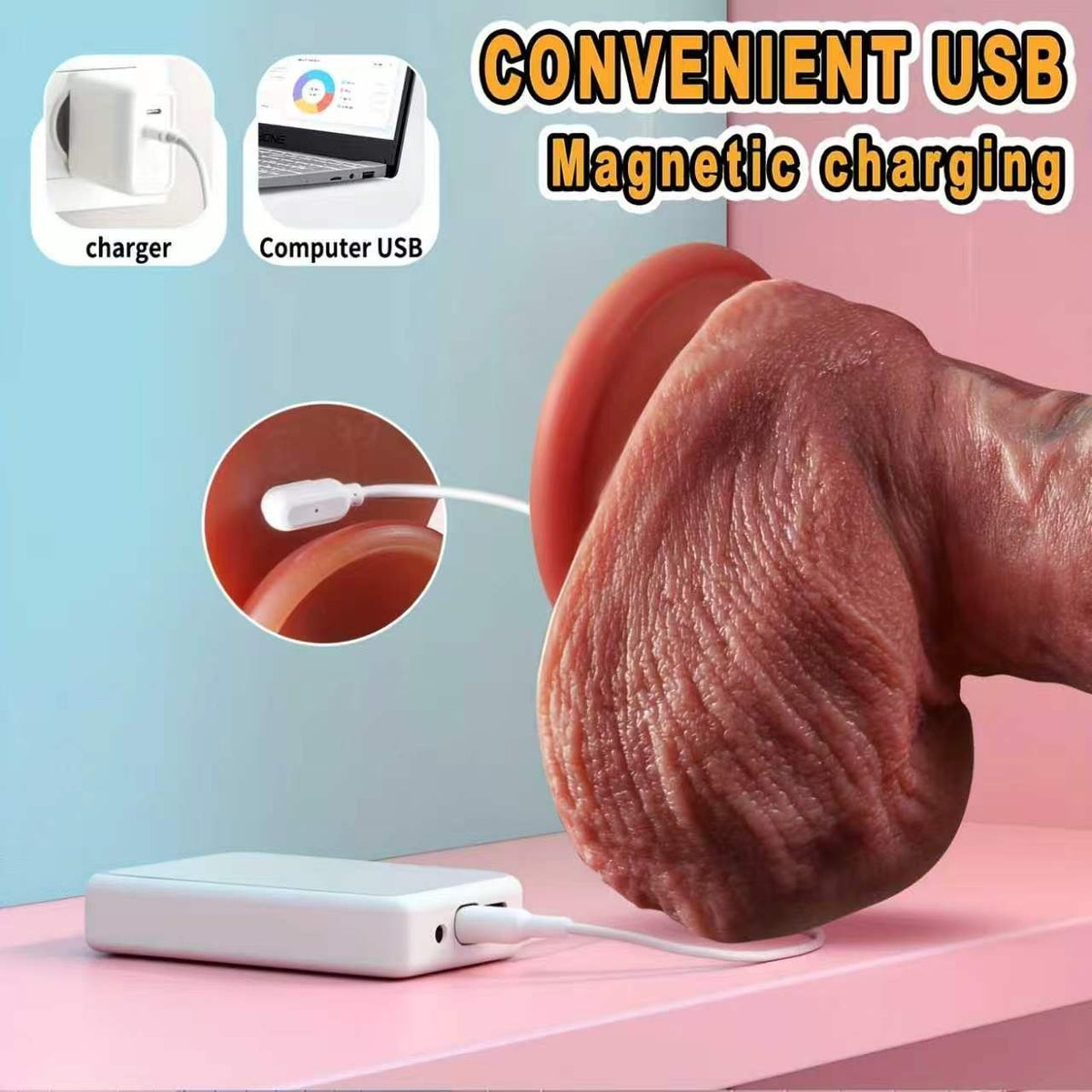 Tan realistic thrusting dildo with remote control, photo 7
