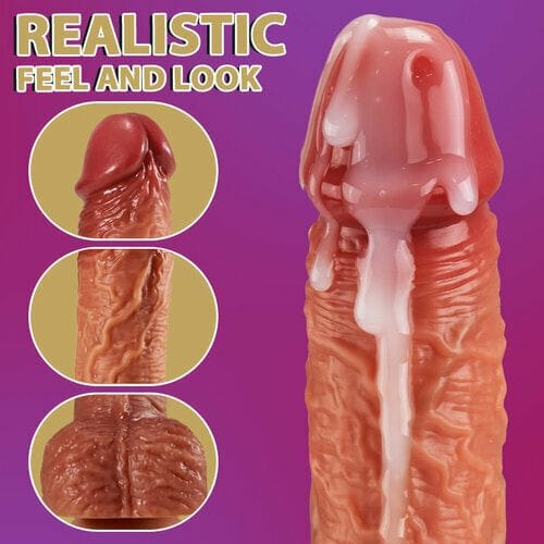 Flesh tone realistic silicone thrusting dildo, photo 3