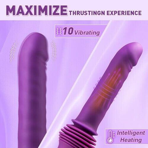 Purple platinum silicone thrusting vibrator with suction base, photo 3
