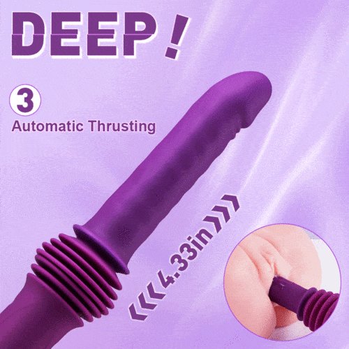 Purple platinum silicone thrusting vibrator with suction base, photo 4