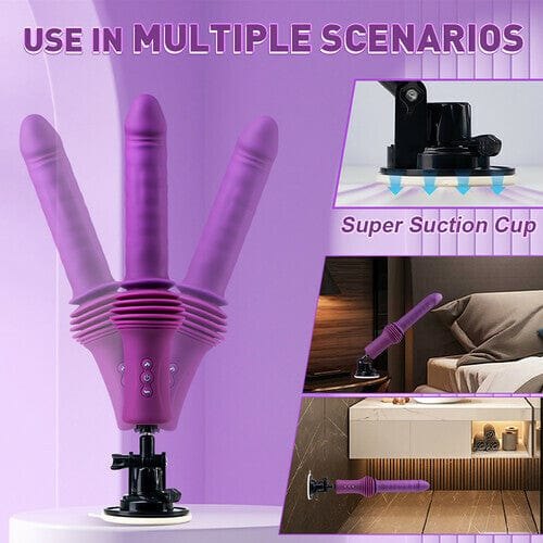 Purple platinum silicone thrusting vibrator with suction base, photo 6