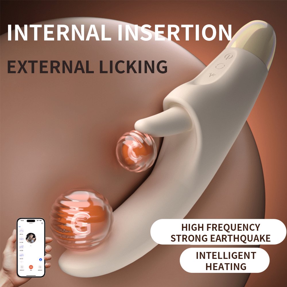 White heated tongue-licking g-spot vibrator, photo 3
