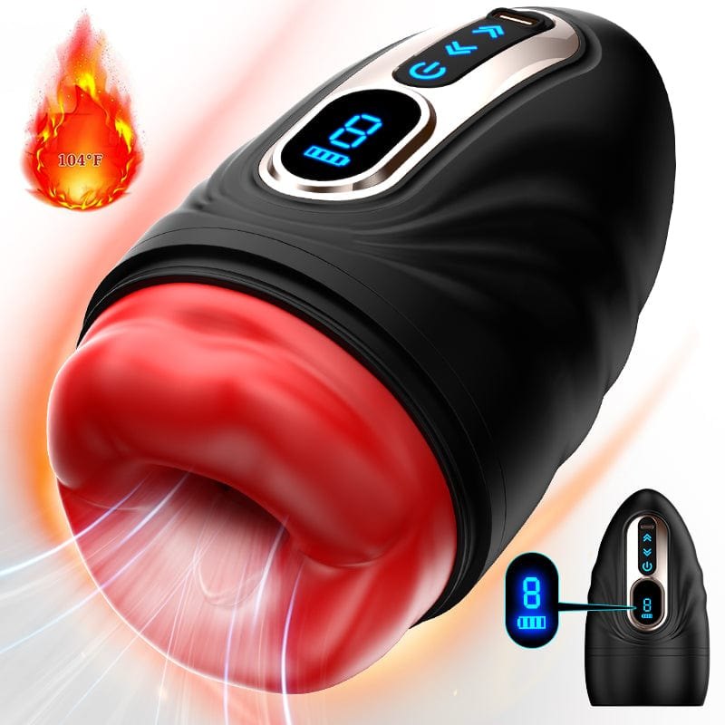 Heated mouth-shaped male masturbator with LCD display, photo 1