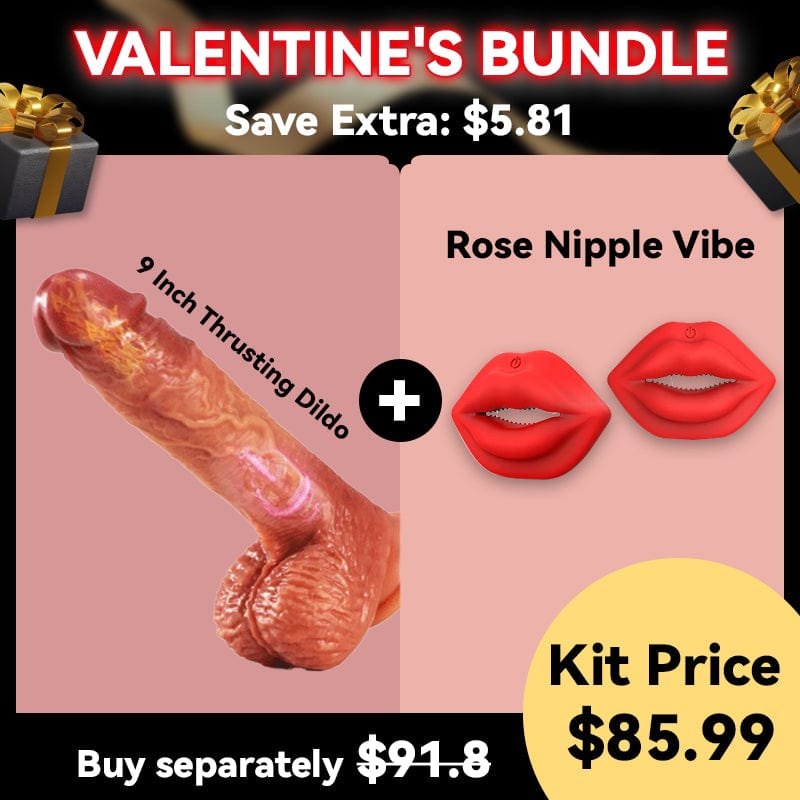 Blush heating dildo and rose nipple clamp set, photo 1