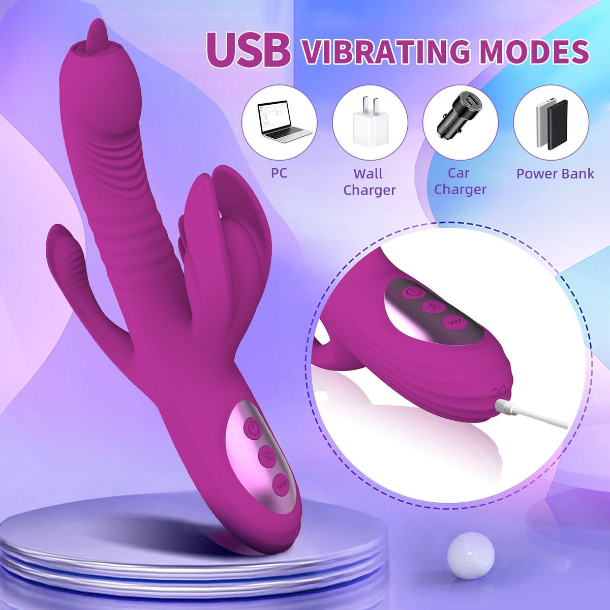 Purple heating rabbit tongue vibrator, photo 4