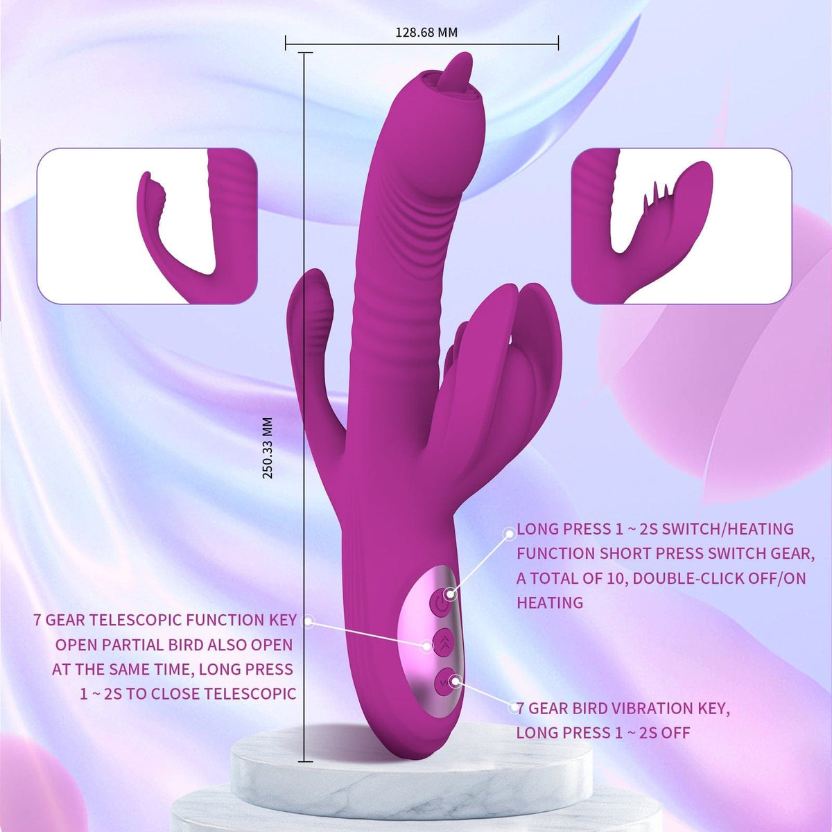 Purple heating rabbit tongue vibrator, photo 5