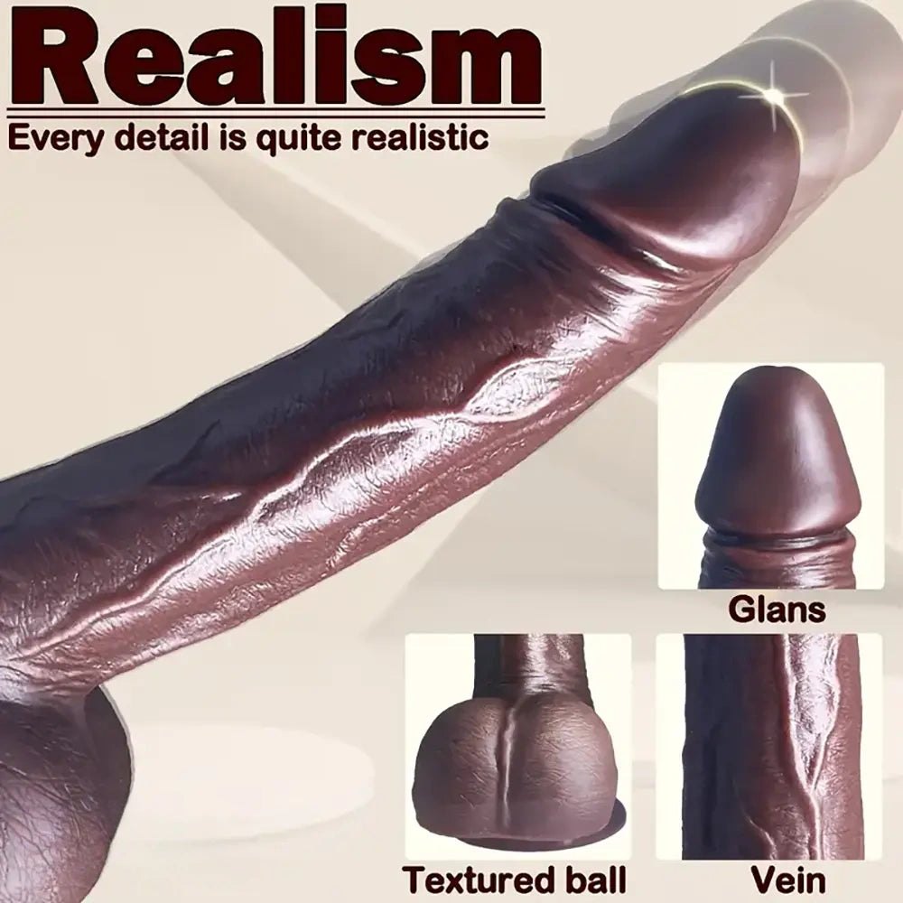 Coffee brown realistic silicone dildo, photo 2