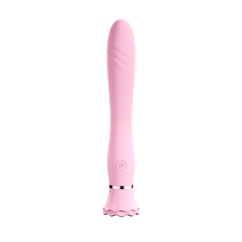 Pink silicone g-spot vibrator with heating and suction cup, photo 1