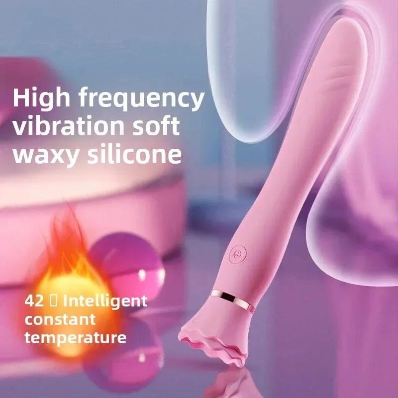 Pink silicone g-spot vibrator with heating and suction cup, photo 2