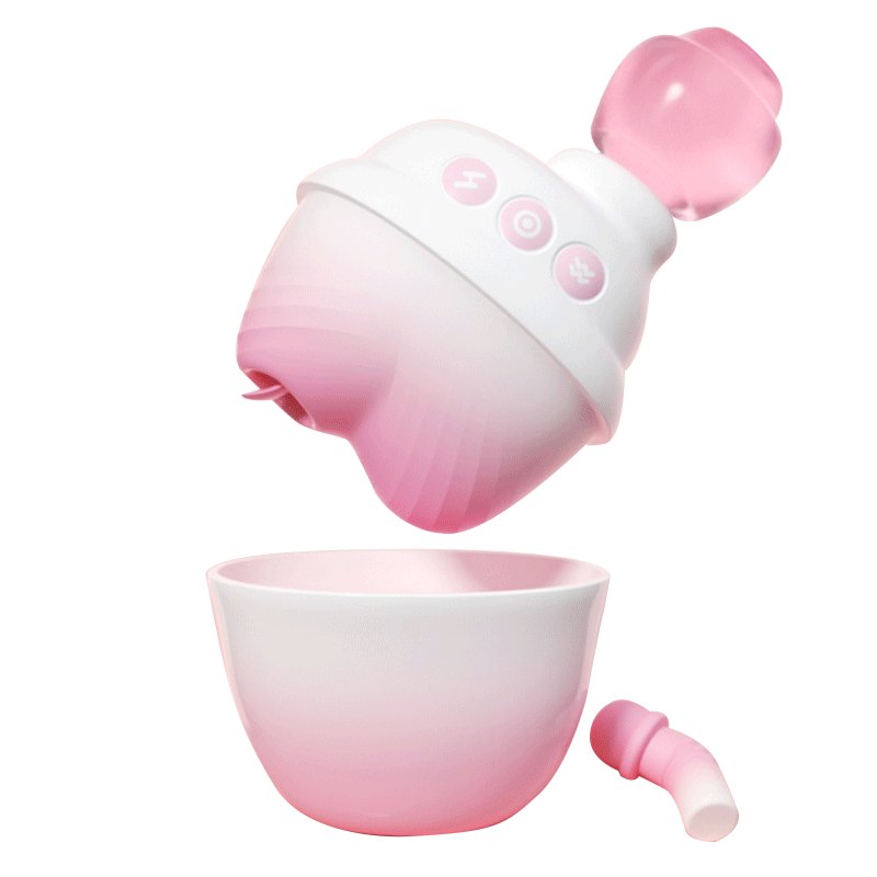 Pink and white heating suction clit vibrator, photo 1