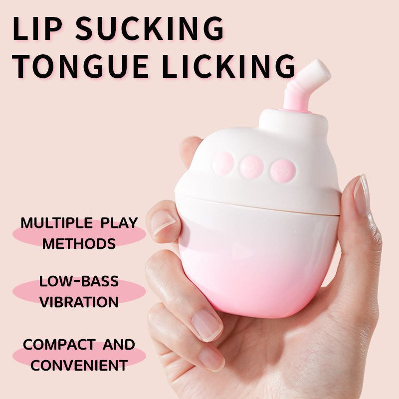 Pink and white heating suction clit vibrator, photo 2