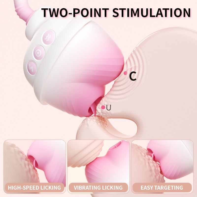 Pink and white heating suction clit vibrator, photo 3