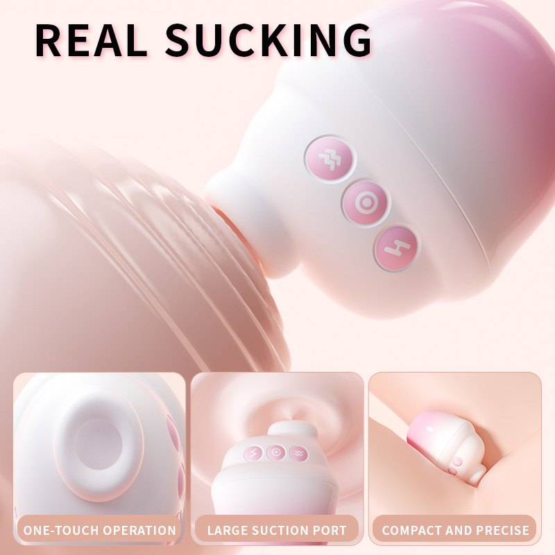 Pink and white heating suction clit vibrator, photo 4