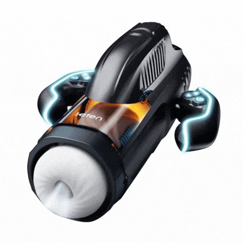 Black gamepad-style heating suction male masturbator, photo 1