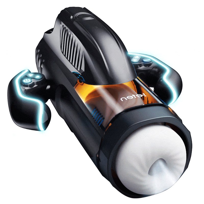 Black gamepad-style heating suction male masturbator, photo 2
