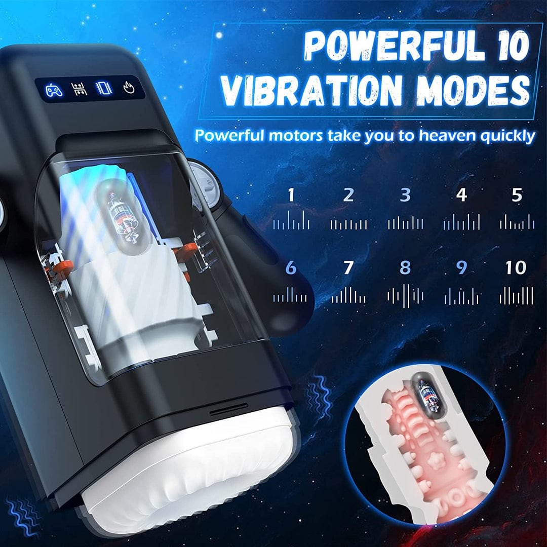 Heating telescopic vibrating male masturbator with transparent chamber, photo 10