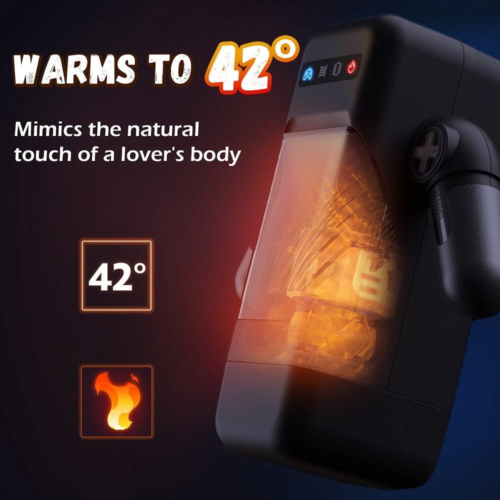 Heating telescopic vibrating male masturbator with transparent chamber, photo 4