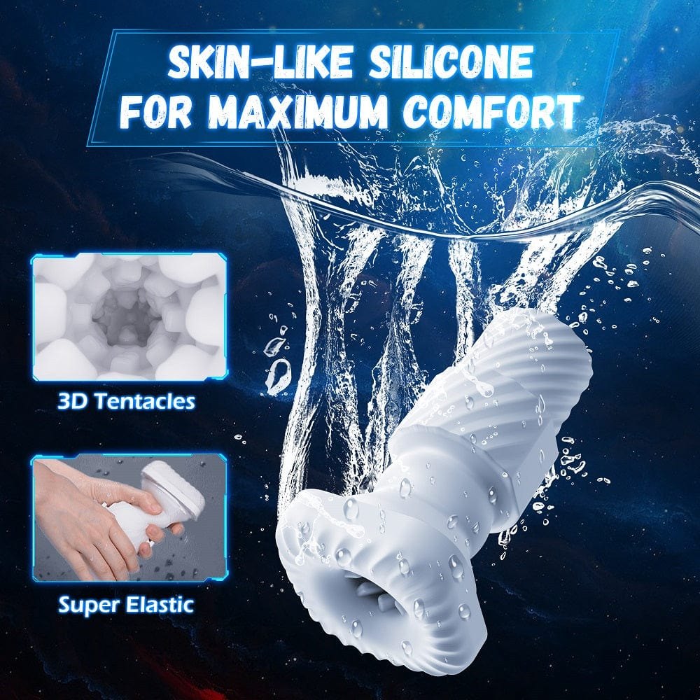Heating telescopic vibrating male masturbator with transparent chamber, photo 5