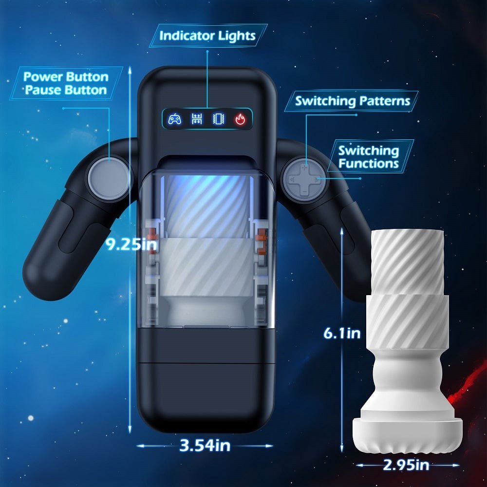 Heating telescopic vibrating male masturbator with transparent chamber, photo 7