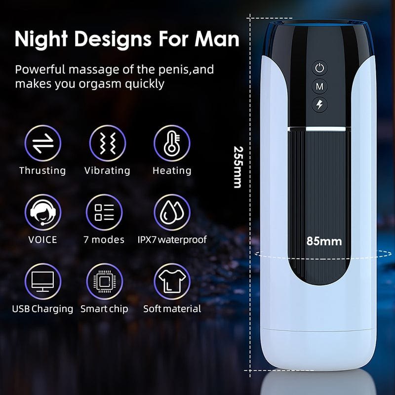 White heating telescopic vibrating male masturbator, photo 2