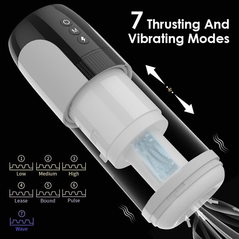 White heating telescopic vibrating male masturbator, photo 4