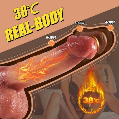 Tan realistic heating thrusting dildo, photo 2