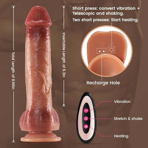 Tan realistic heating thrusting dildo, photo 5