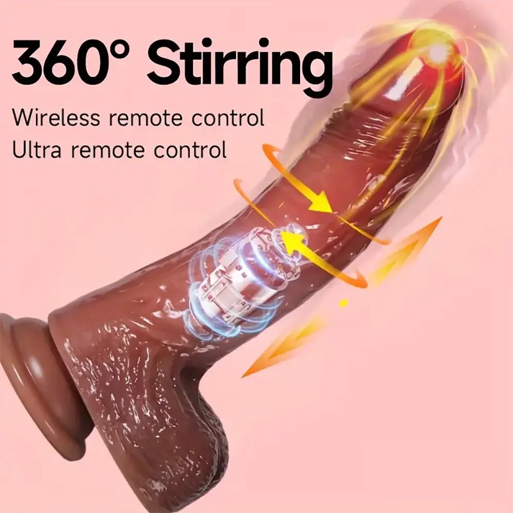 Flesh tone silicone vibrating thrusting dildo, photo 3