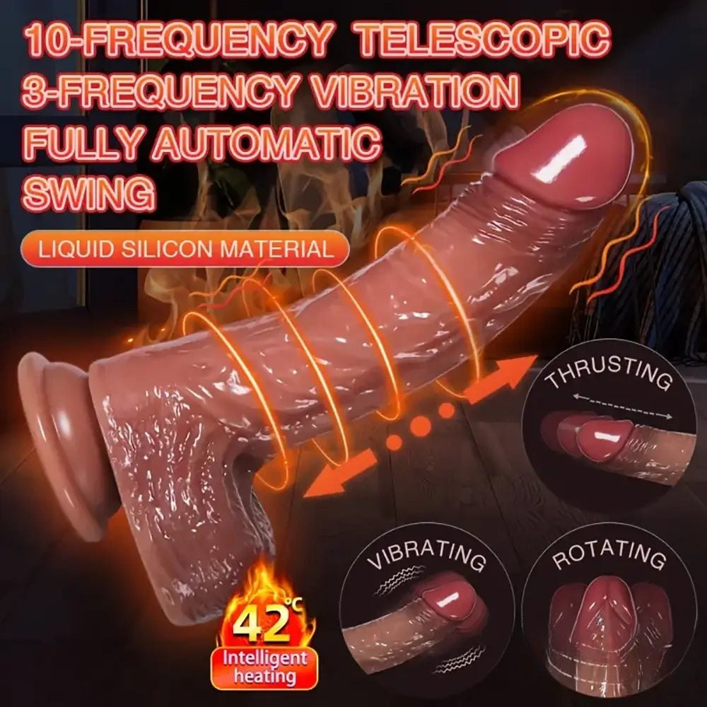 Flesh tone silicone vibrating thrusting dildo, photo 5