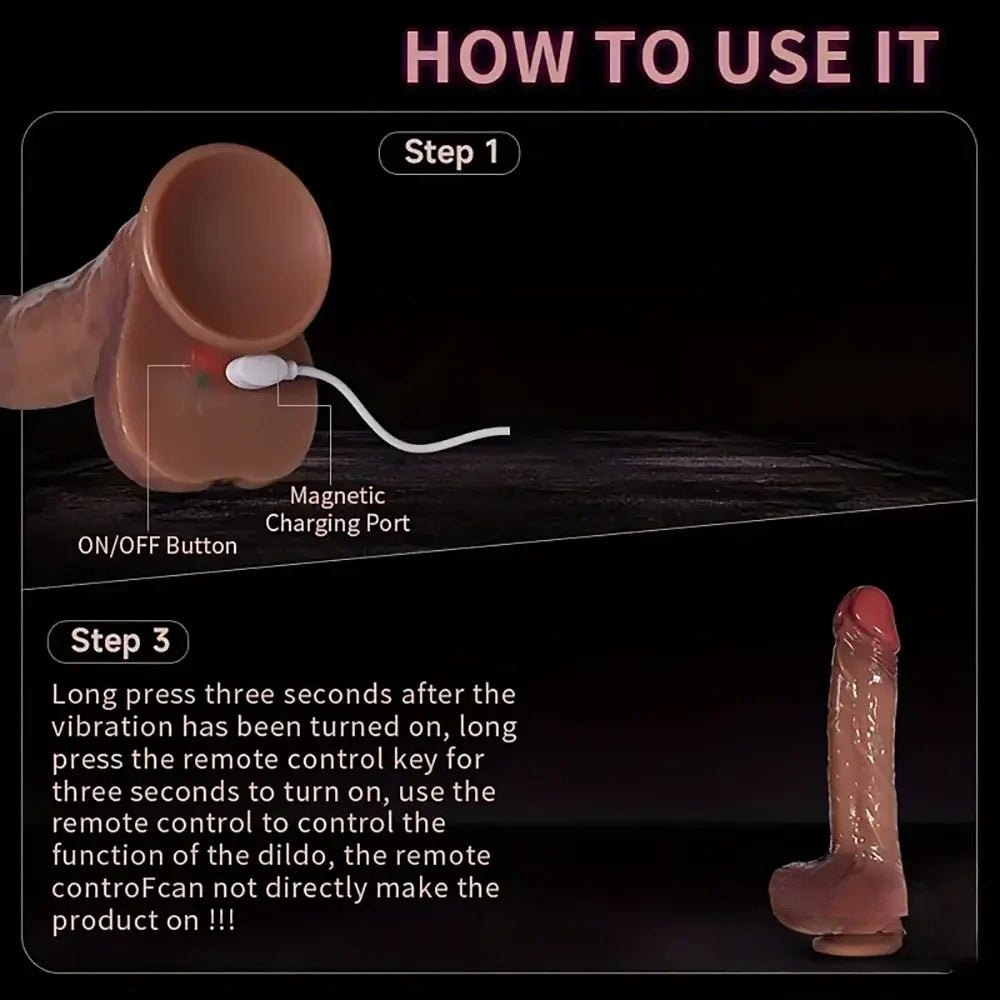 Flesh tone silicone vibrating thrusting dildo, photo 6