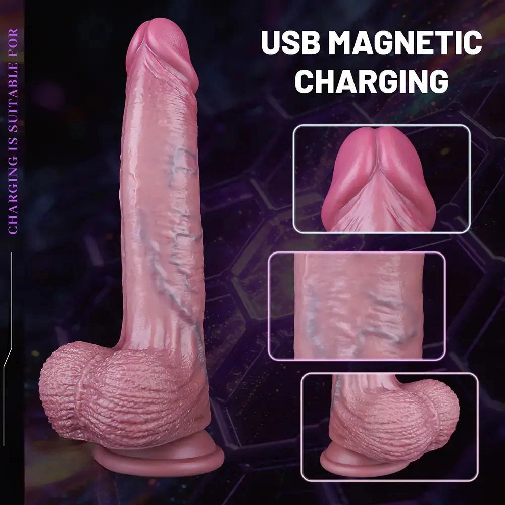 Flesh silicone thrusting vibrating dildo, photo 6