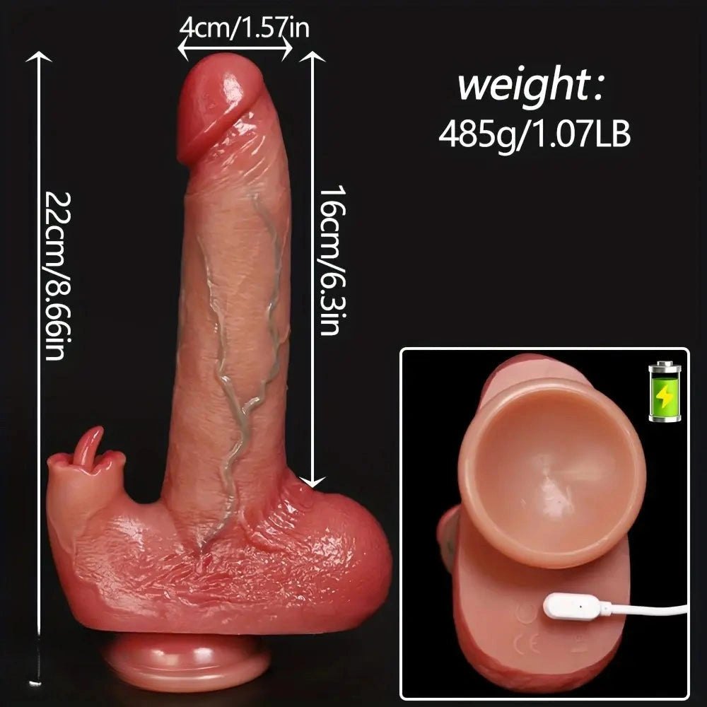 Flesh-tone silicone vibrating thrusting dildo, photo 4