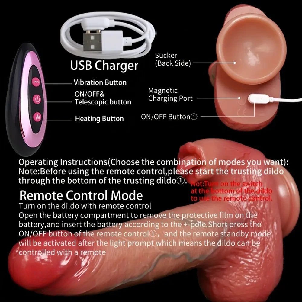 Flesh-tone silicone vibrating thrusting dildo, photo 6