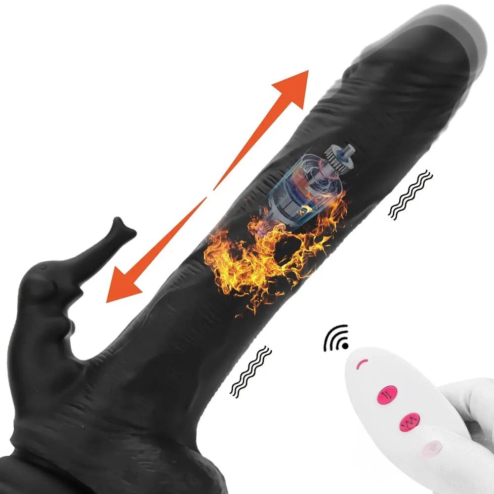 Black heating thrusting vibrating dildo, photo 2