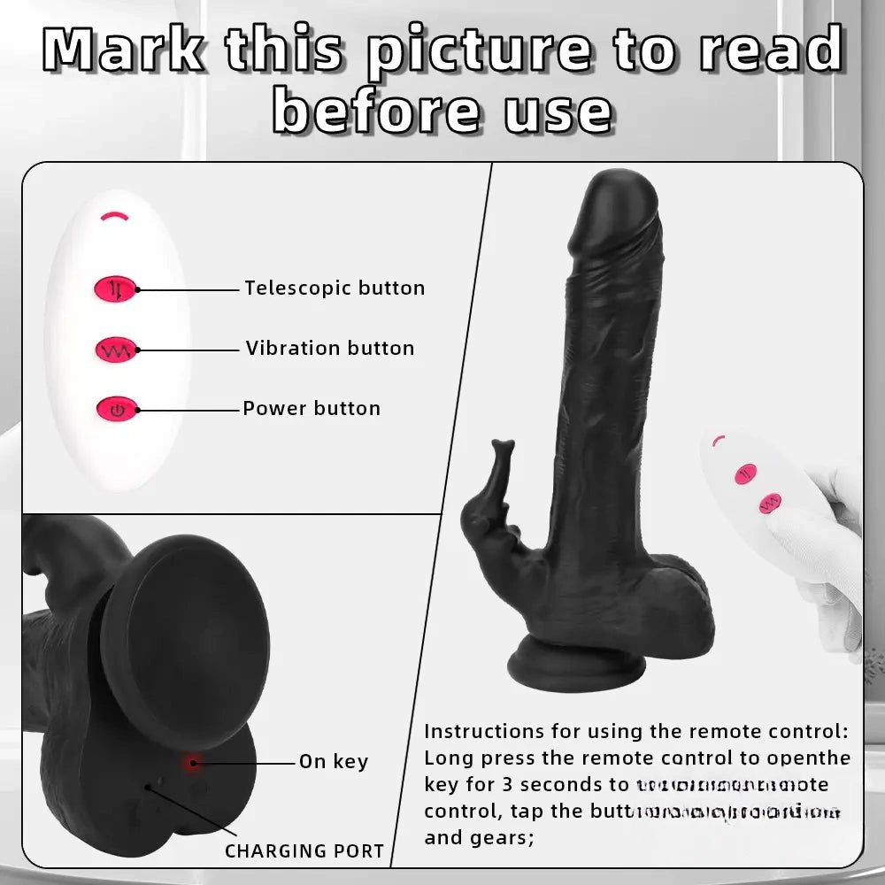 Black heating thrusting vibrating dildo, photo 7