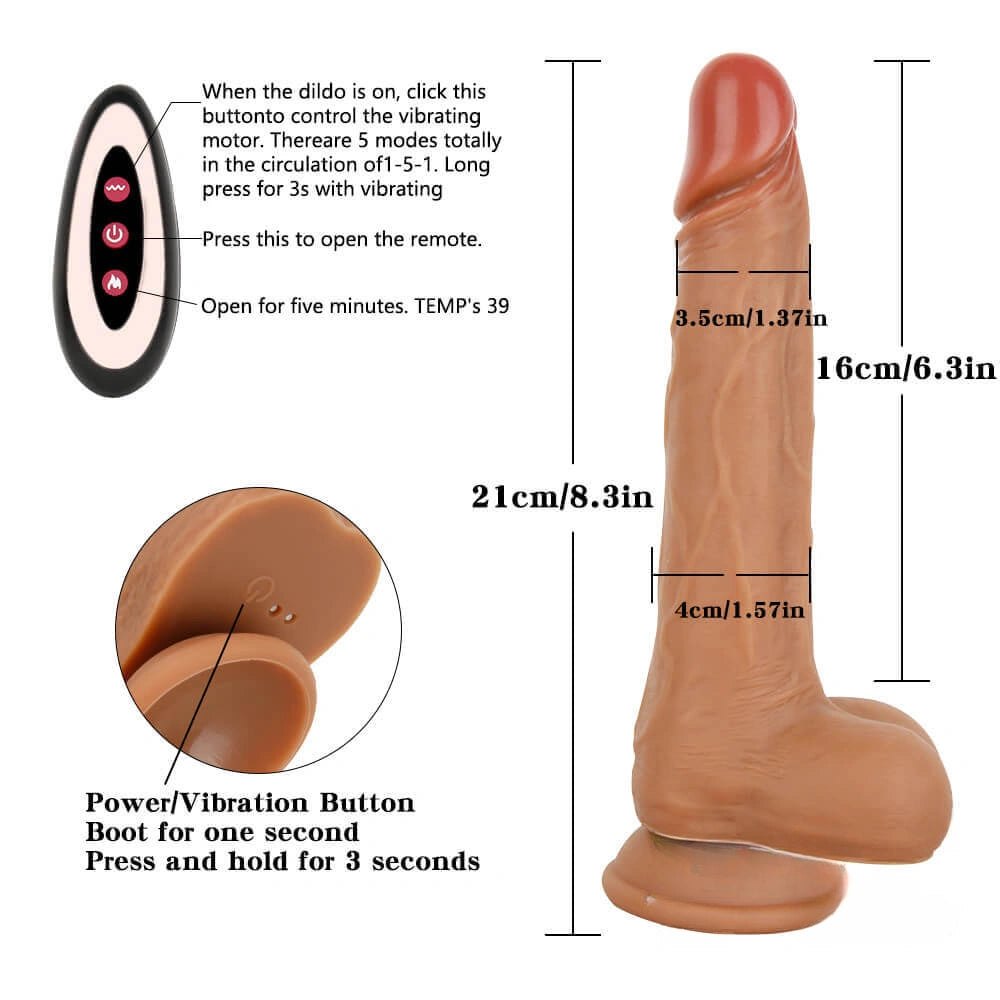 Brown thrusting vibrating dildo, photo 11
