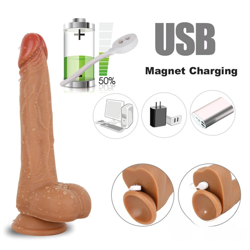 Brown thrusting vibrating dildo, photo 3