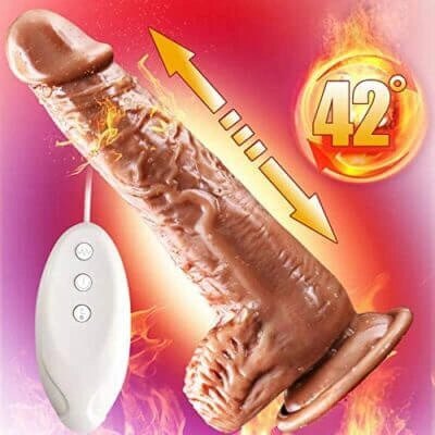 Flesh and brown heating thrusting vibrator dildo, photo 1