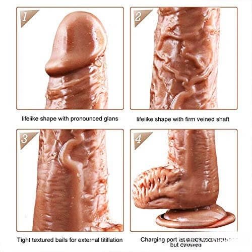 Flesh and brown heating thrusting vibrator dildo, photo 3