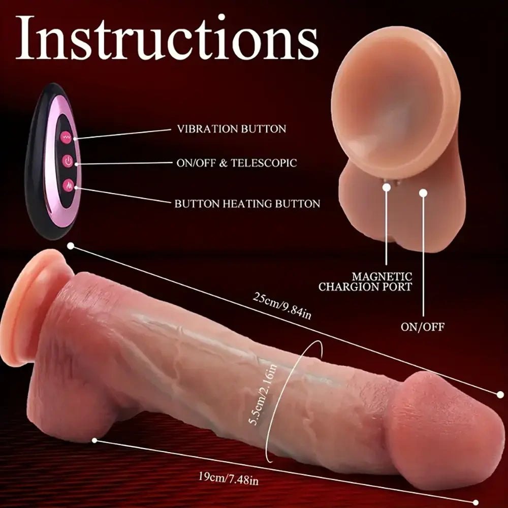 Flesh-tone vibrating and thrusting silicone dildo, photo 6