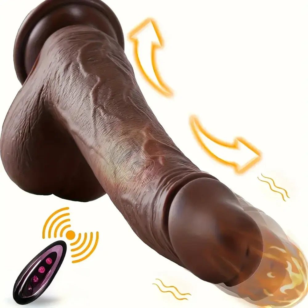 Coffee heating vibrating thrusting dildo
