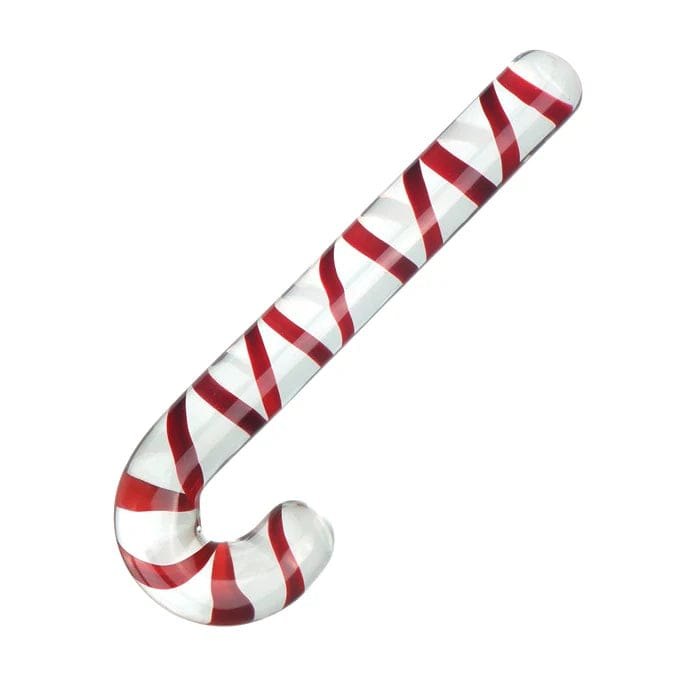 Glass holiday-themed anal plug in tree or candy cane shape, photo 5